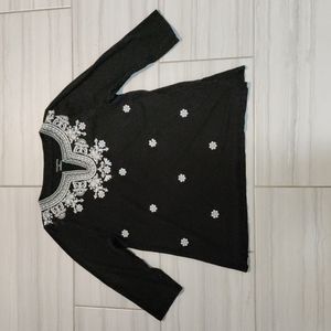 Talbots Embroidered Black Tunic